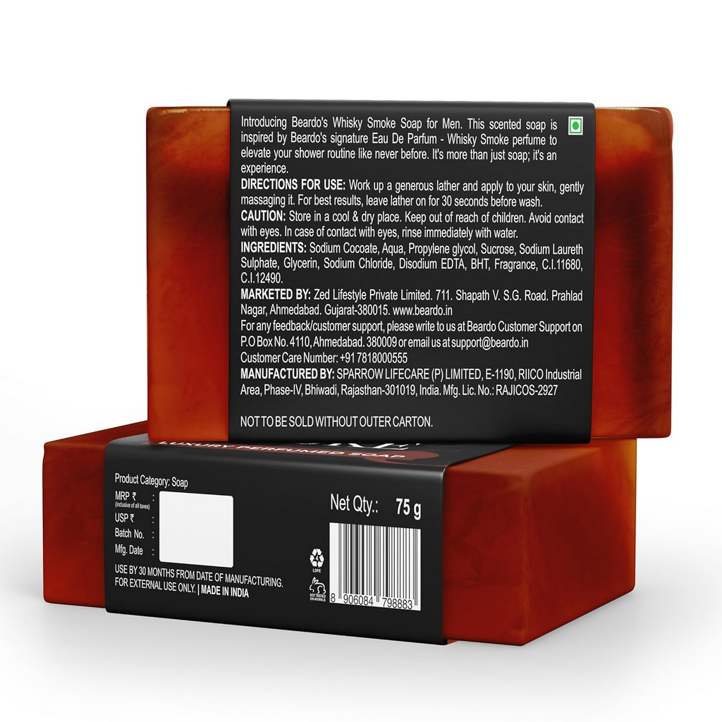 Beardo Whisky Smoke Perfumed Luxury Soap for Men | Grocsy