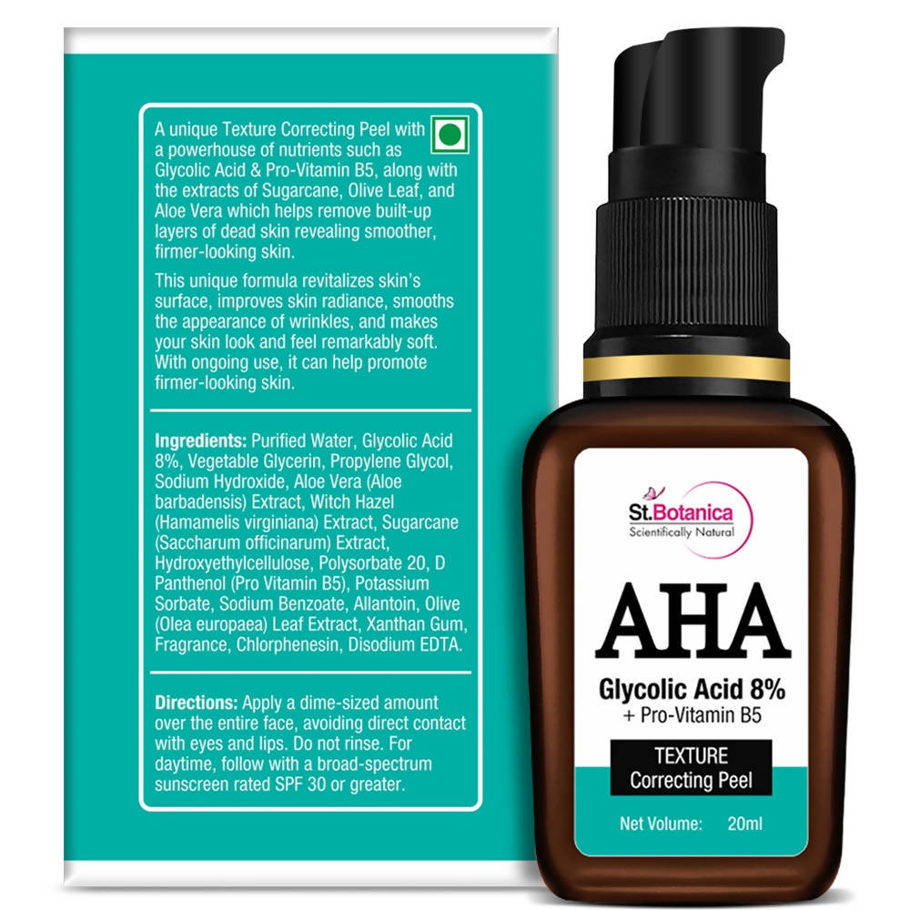 St.Botanica AHA Glycolic Acid 8% + Pro-Vitamin B5 Texture Correcting Peel | Grocsy