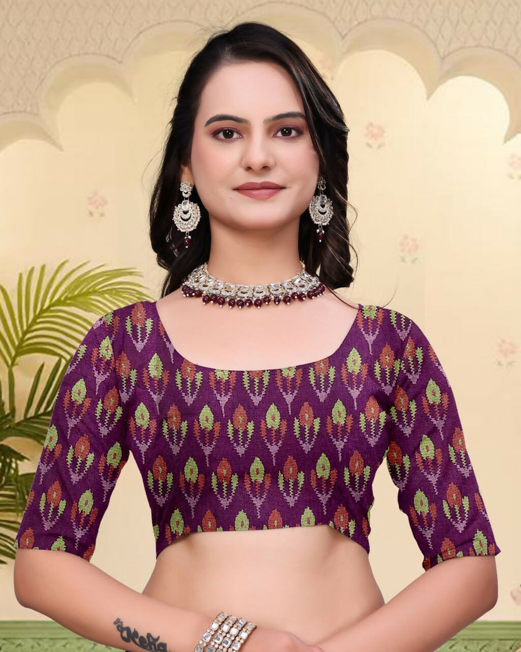 Prime Volt Mal Cotton Purple Ethnic Printed Saree with Designer Blouse Piece | Grocsy