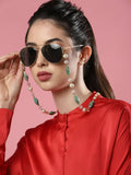 Gold-Toned Green Beaded Mask Chain - Ruby Raang | Grocsy