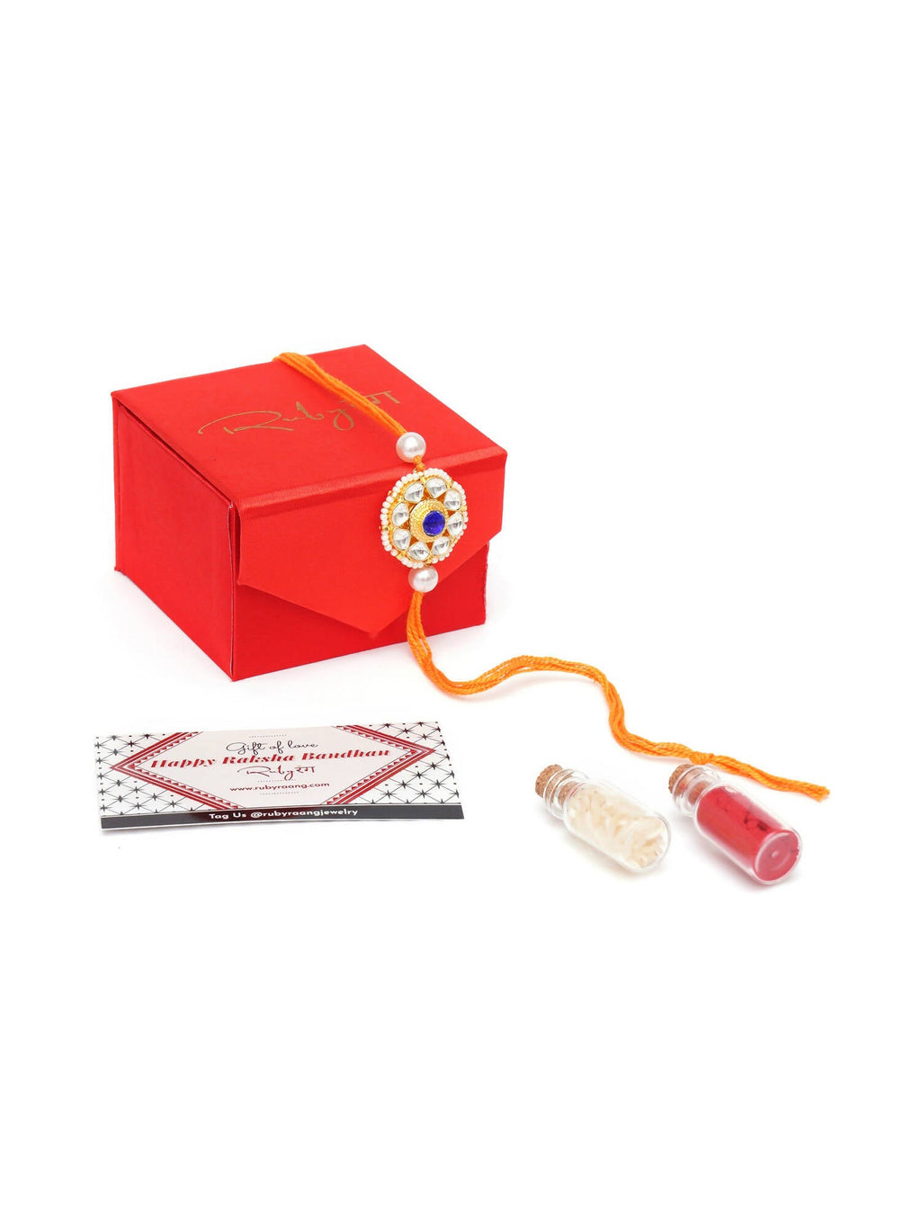 Designer kundan Rakhi - Ruby Raang | Grocsy