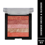 Fashion Colour Shimmer Brick & Blusher 2 in 1 Glow Bronzer Powder-Shade 03 (Medium To Fair) | Grocsy