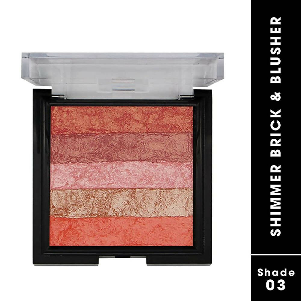 Fashion Colour Shimmer Brick & Blusher 2 in 1 Glow Bronzer Powder-Shade 03 (Medium To Fair) | Grocsy