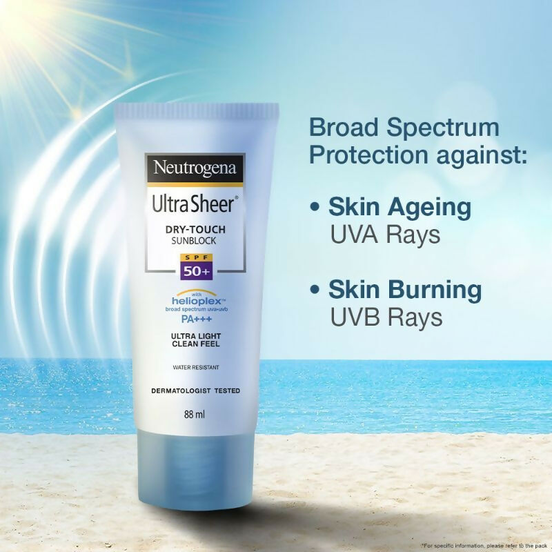 Neutrogena Ultrasheer SPF50+ PA+++ Ultra Light Face Sunscreen For Dry & Oily Skin Home+Travel Combo | Grocsy
