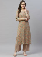 Miravan Women's Pure Cotton Printed Straight Kurta And Palazzo | Grocsy