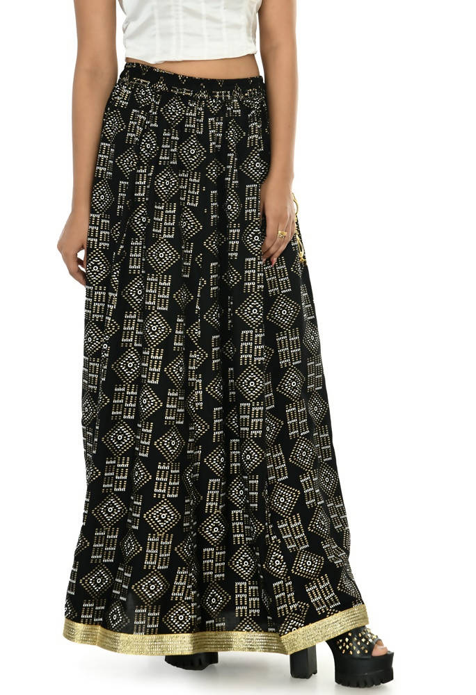Mominos Fashion Moeza Cotton Black Printed Lehenga (Lancha) | Grocsy