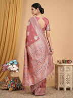 Shree Shyam Fashion Pink Linen Cotton Saree | Grocsy