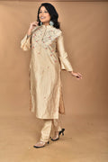 Morchari Women And Hand Embroidery Co-Ord Set-Beige | Grocsy