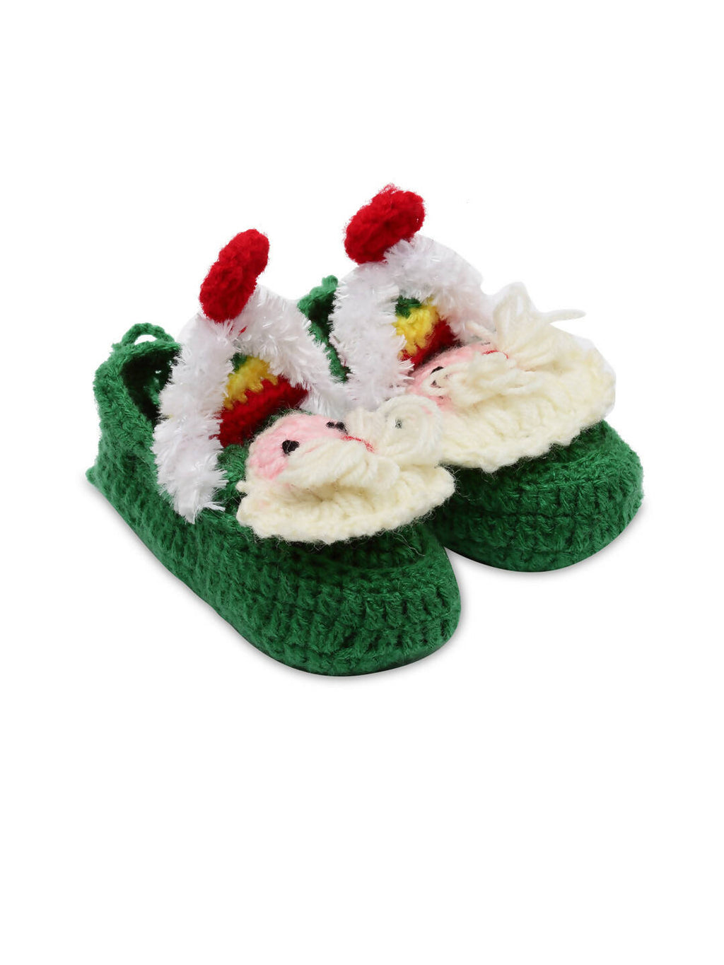 Chutput Kids Woollen Hand Knitted Cartoon Detailed Booties - Green | Grocsy