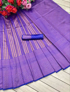 DEIANA'S Beautiful Designer Golden zari Soft Lichi Silk Saree - Royal Blue | Grocsy