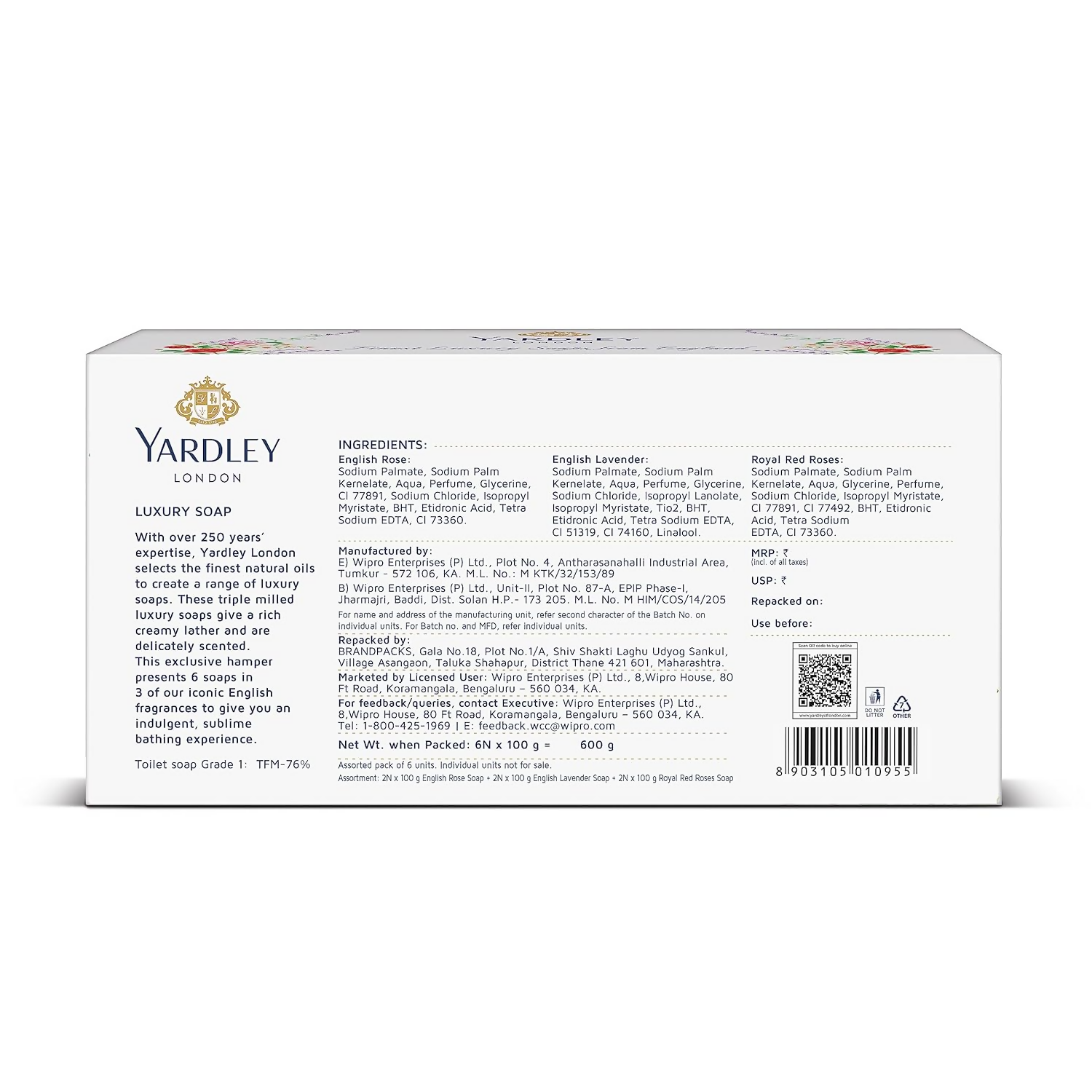 Yardley London English Lavender, English Rose, Royal Red Roses Luxury Soap for Women | Grocsy