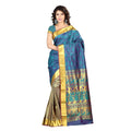 Varkala Silk Sarees Women's Teal Blue Silk Saree With Blouse Piece | Grocsy