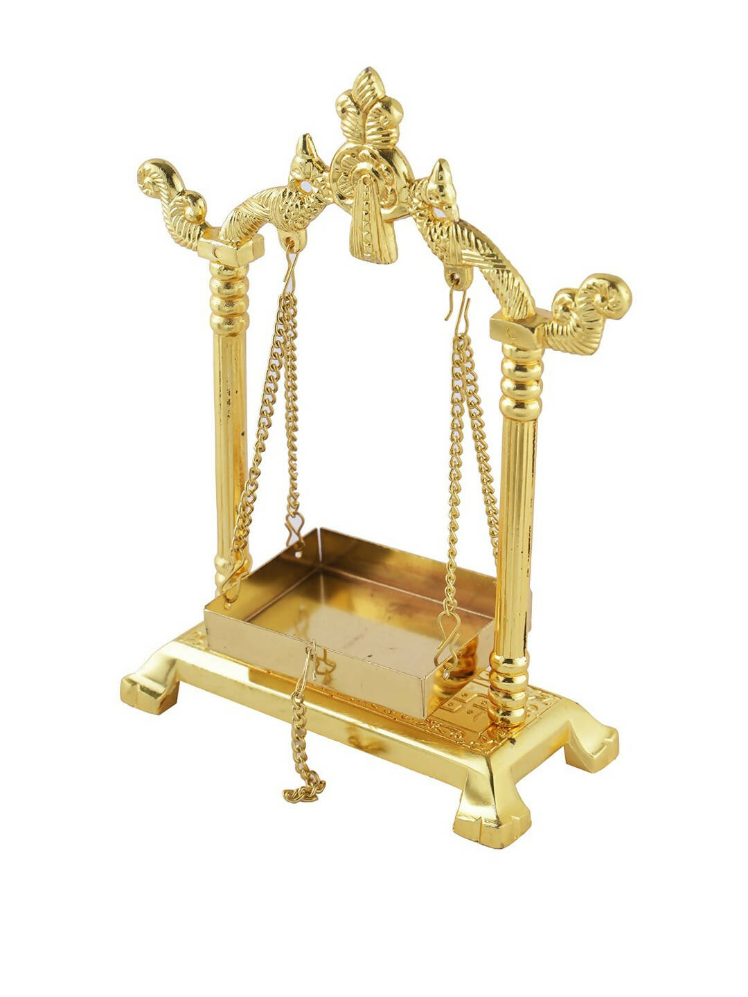 CraftVatika Gold-Toned Aluminium Laddu Gopal Lord Jhula Mandir | Grocsy