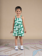 Snakes and Ladders Girls Green Table Print Jumpsuit from Siblings Collection | Grocsy