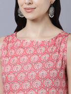 Myshka Stylish Pink Sleeveless Women's Kurta | Grocsy