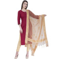 A R Silk Women's Gotta Patti Embroidery Orgenza Cotton Golden Dupattas and Chunnis | Grocsy