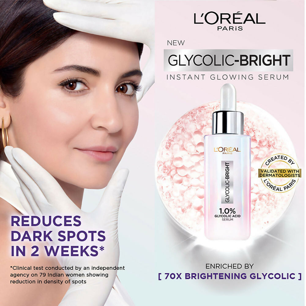 L'Oreal Paris Glycolic Acid Glowing And Protecting CSMS (Cleanser, Serum, Moisturizer, Sunscreen) Regime Kit | Grocsy