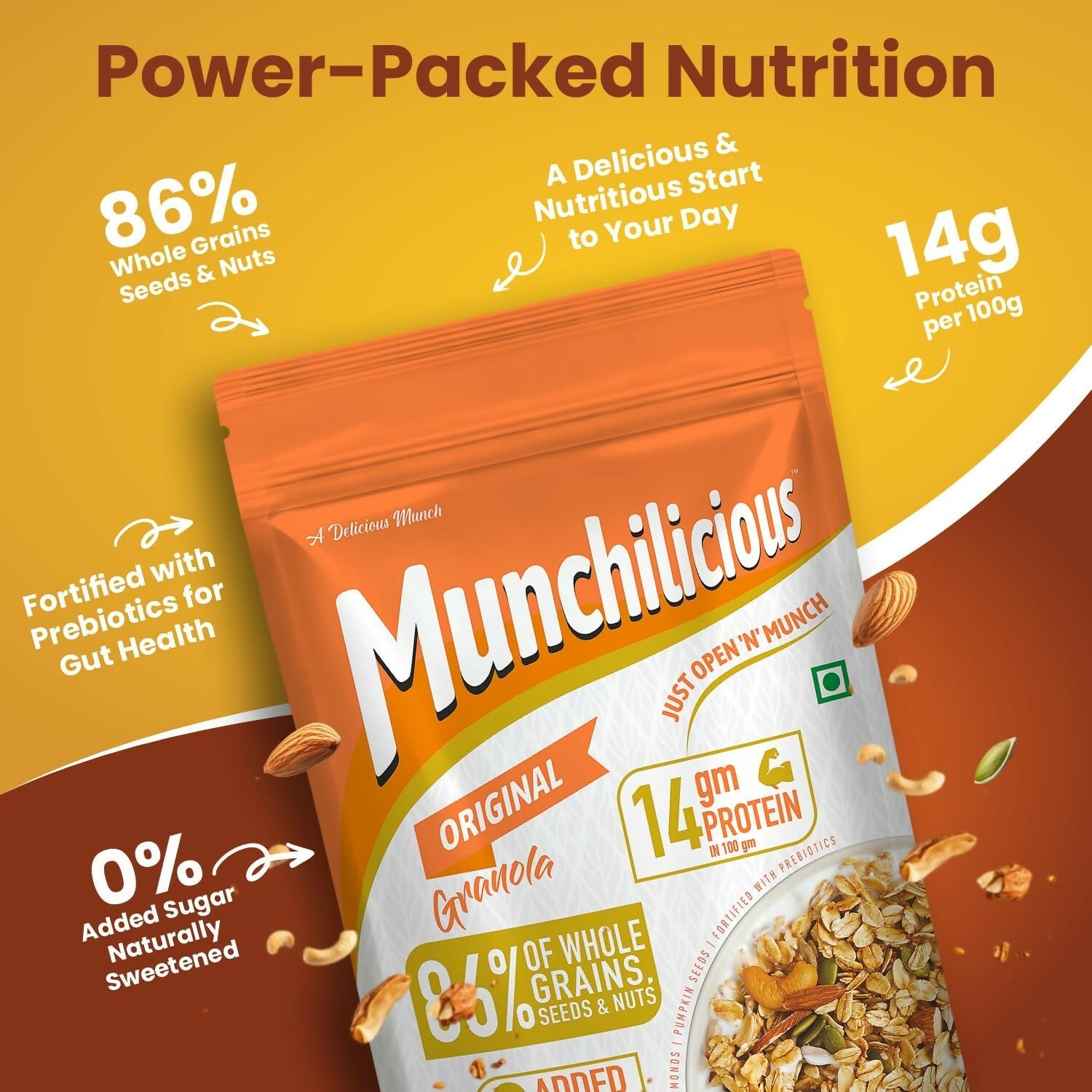 Munchilicious Granola - Original, 80% Seeds & Whole Grains | Grocsy