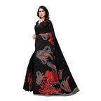 Vamika Printed Jute Silk Black Saree (Leo Black) | Grocsy