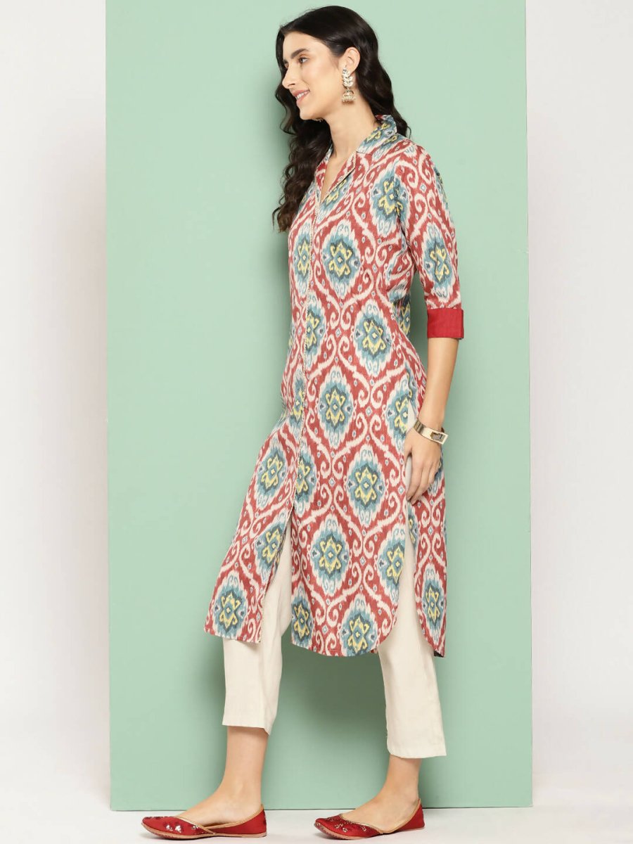 Ahalyaa Women's Traditional wear Kurta - Red | Grocsy