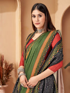 Aayaa Designer Winter Collection Printed Saree With Shawl - Multi Color | Grocsy