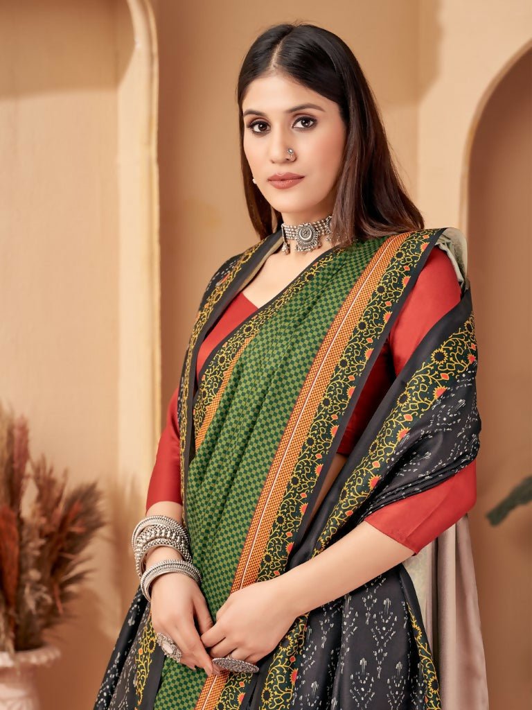 Aayaa Designer Winter Collection Printed Saree With Shawl - Multi Color | Grocsy