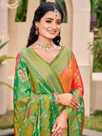 Shree Shyam Fashion Pochampalli Silk Orange Saree | Grocsy