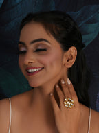 Kundan Flower Ring (gold) - Ruby Raang | Grocsy