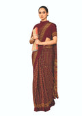 Joban Fashion Red Crepe Silk with Traditional Print Saree | Grocsy