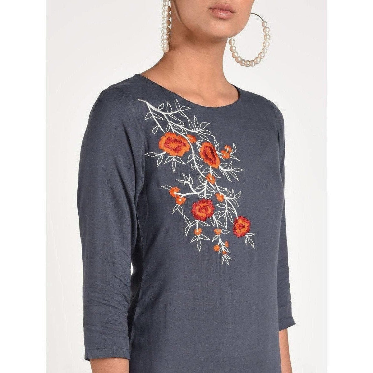 Cheera Women's Rayon Straight Kurta With Beautiful Embroidery Patch (CH016K) | Grocsy