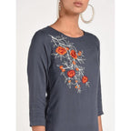 Cheera Women's Rayon Straight Kurta With Beautiful Embroidery Patch (CH016K) | Grocsy