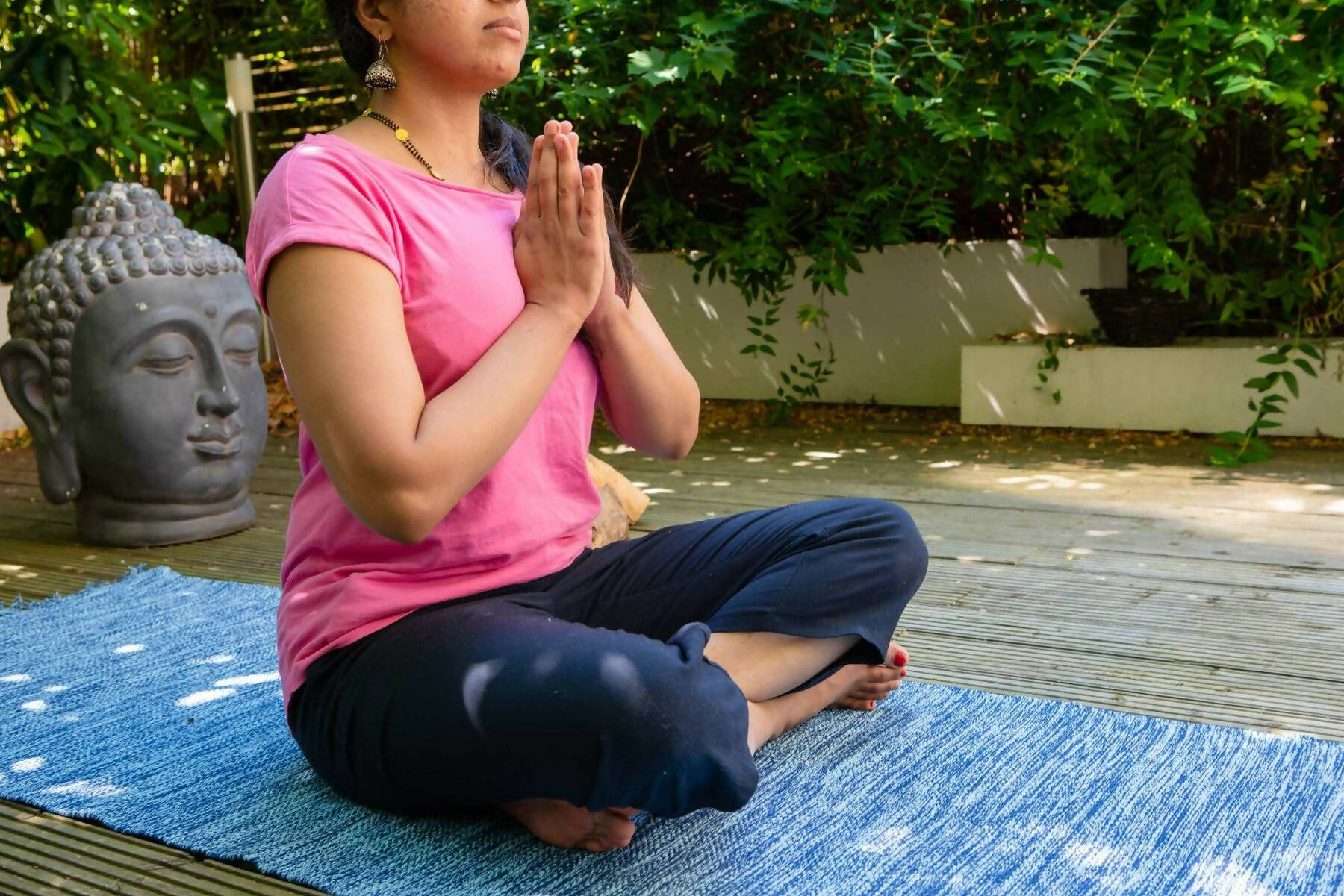 Karpasa London Handmade Yoga Mat Blue Organic Cotton | Grocsy