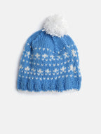 Chutput Kids Woollen Hand Knitted Pom Pom Detailed Cap - Blue | Grocsy