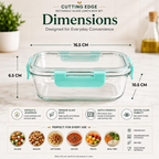 Cutting Edge Rectangular Glass Detachable Container - Green | Grocsy