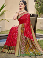 Shree Shyam Fashion Pochampalli Silk Red Saree | Grocsy