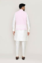 Joban Fashion White Colored Art Silk Fabric Kurta, Jacket With Straight Fit Pant | Grocsy