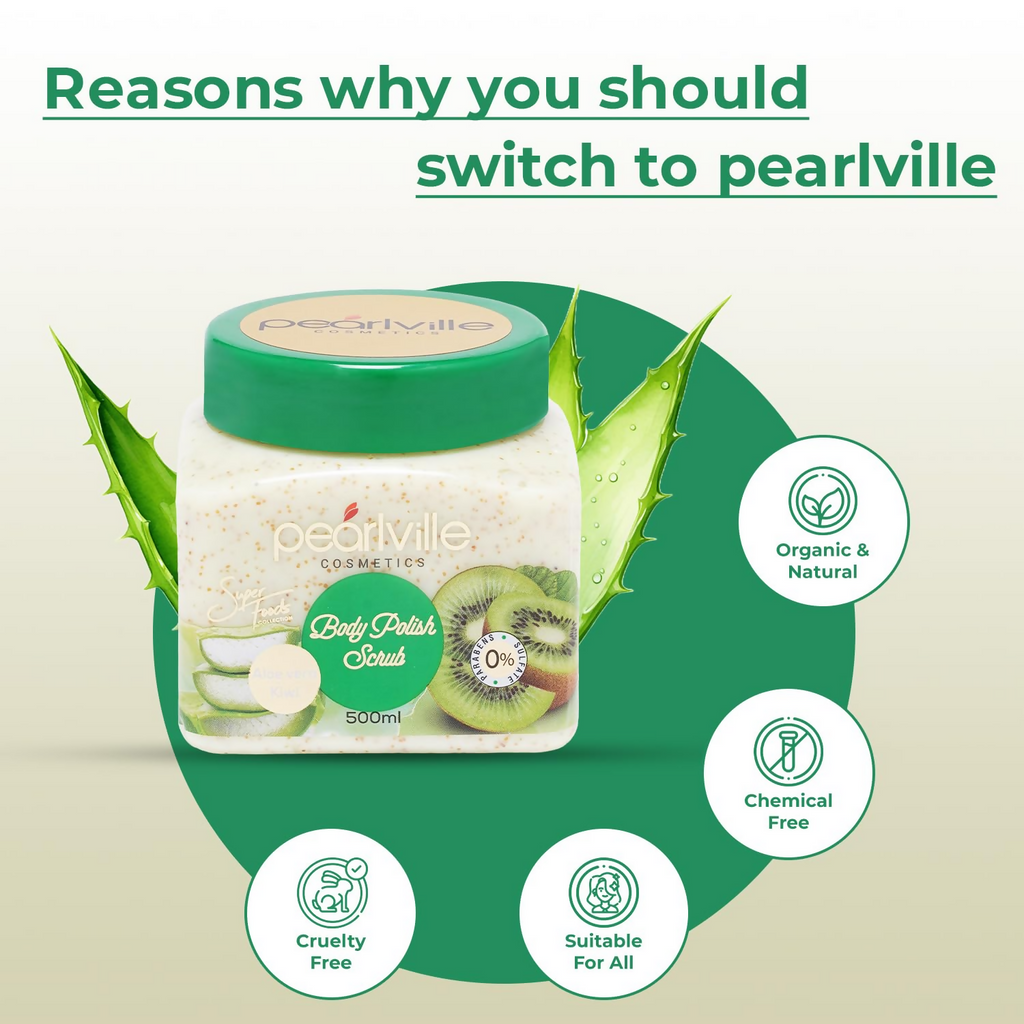 Pearlville Superfoods Collection Kiwi Aloe Vera Body Polish Scrub | Grocsy