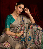 Joban Fashion Greensoft Silk Weaving Fabric With Digital Jamdani Print With Jacquard Rich Pallu & Blouse With Spring Tassels | Grocsy