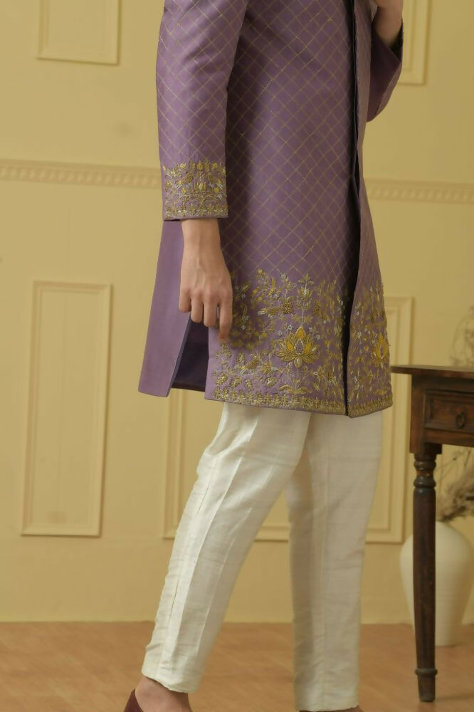 Majestic Purple Marvel Sherwani by Hilo Design | Grocsy