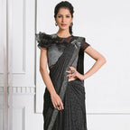 Black Fancy Lycra Handwork Shoulder Butta Saree - Mohmanthan Izzara | Grocsy