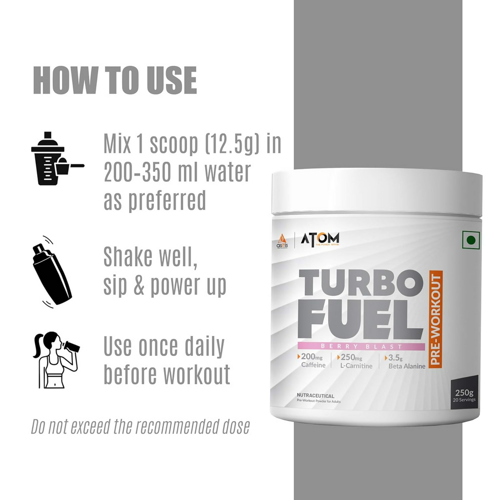 As-It-Is Atom Turbo Fuel Pre-Workout Formula Berry Blast Flavour | Grocsy