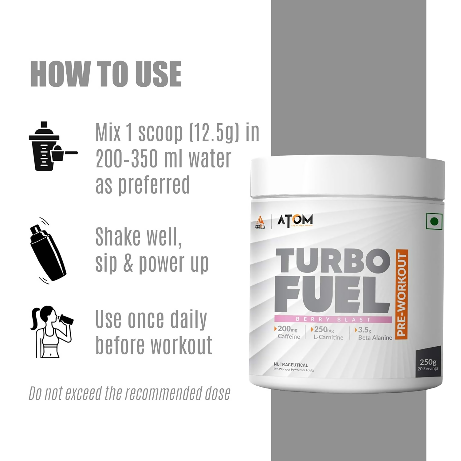 As-It-Is Atom Turbo Fuel Pre-Workout Formula Berry Blast Flavour | Grocsy