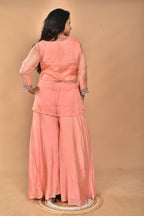 Morchari Women And Hand Embroidery Palazzo Set-Peach | Grocsy