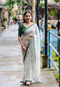 Green Pure Georgette Warli Saree with Unstitched Blouse - A2M | Grocsy