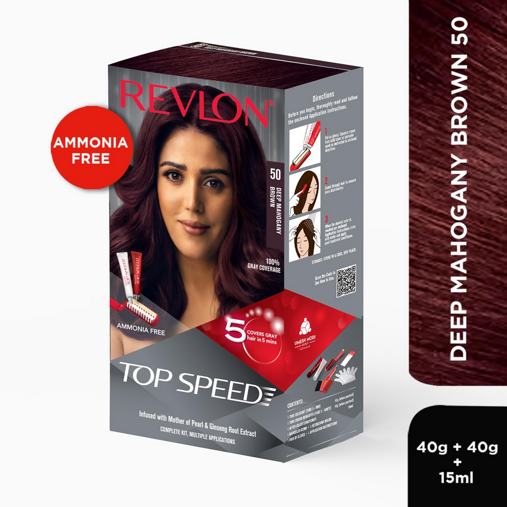 Revlon Top Speed Hair color Women - Deep Mahogany Brown 50 | Grocsy