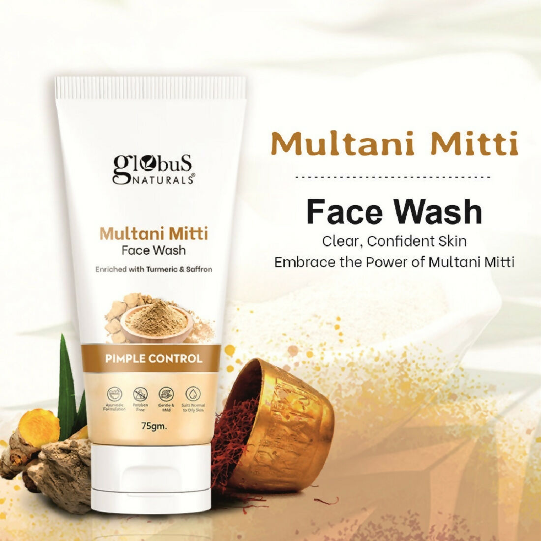 Globus Naturals Multani Mitti Face Wash | Grocsy