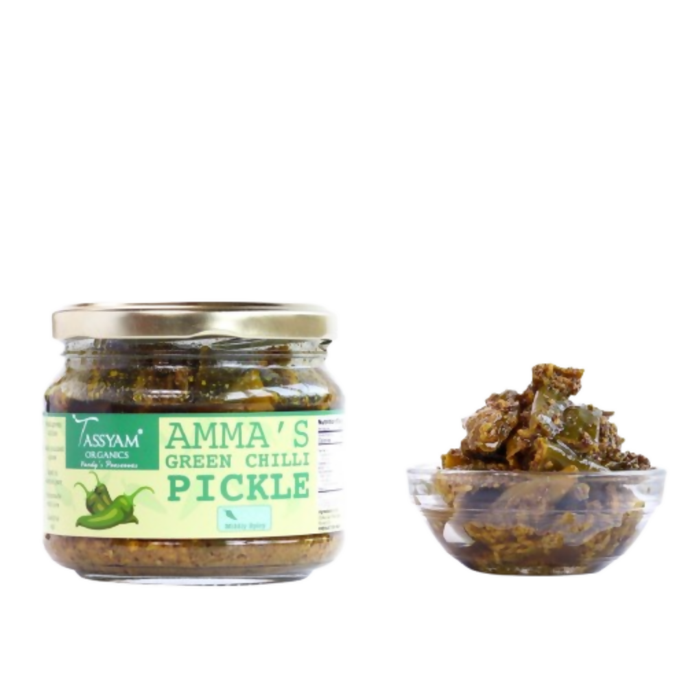 Tassyam Organics Green Chilli Pickle | Grocsy