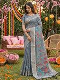 Shree Shyam Fashion Gray Linen Cotton Saree | Grocsy
