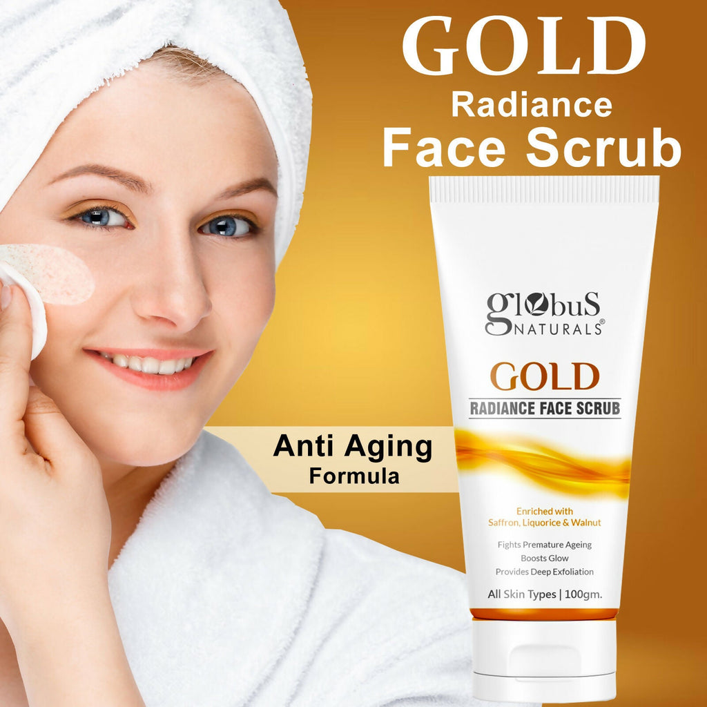 Globus Naturals Gold Radiance Anti Ageing & Brightening Face Scrub | Grocsy