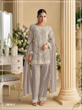 Anaita Purple Georgette Stitched Suit with Embroidered Beads & Sequence Work | Grocsy